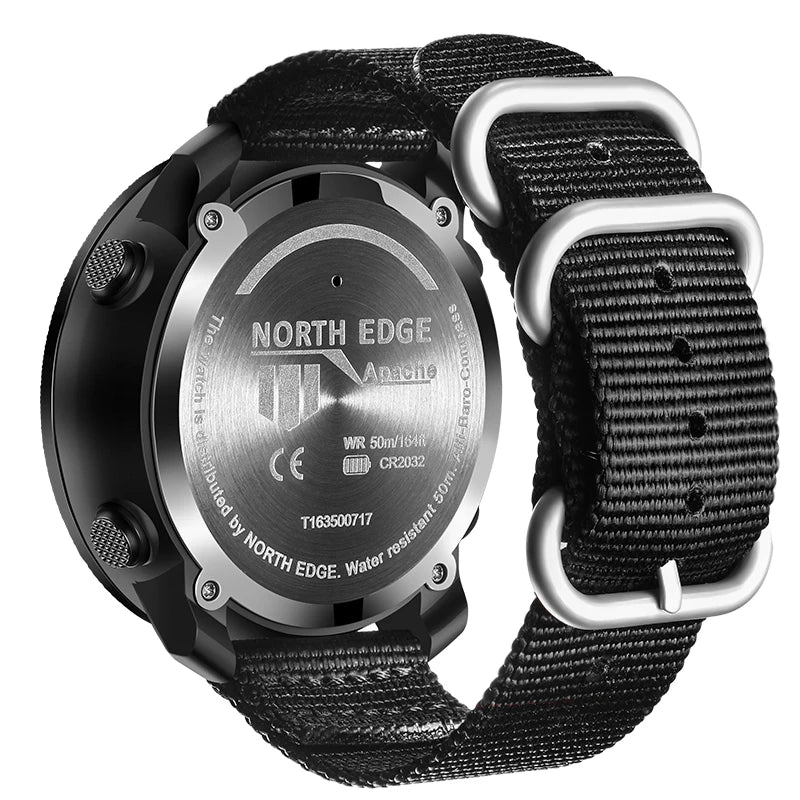NORTH EDGE Herren-Sport-Digitaluhr, Stunden Laufen, Schwimmen, Militär, Armeeuhren, Höhenmesser, Barometer, Kompass, wasserdicht, 50 m