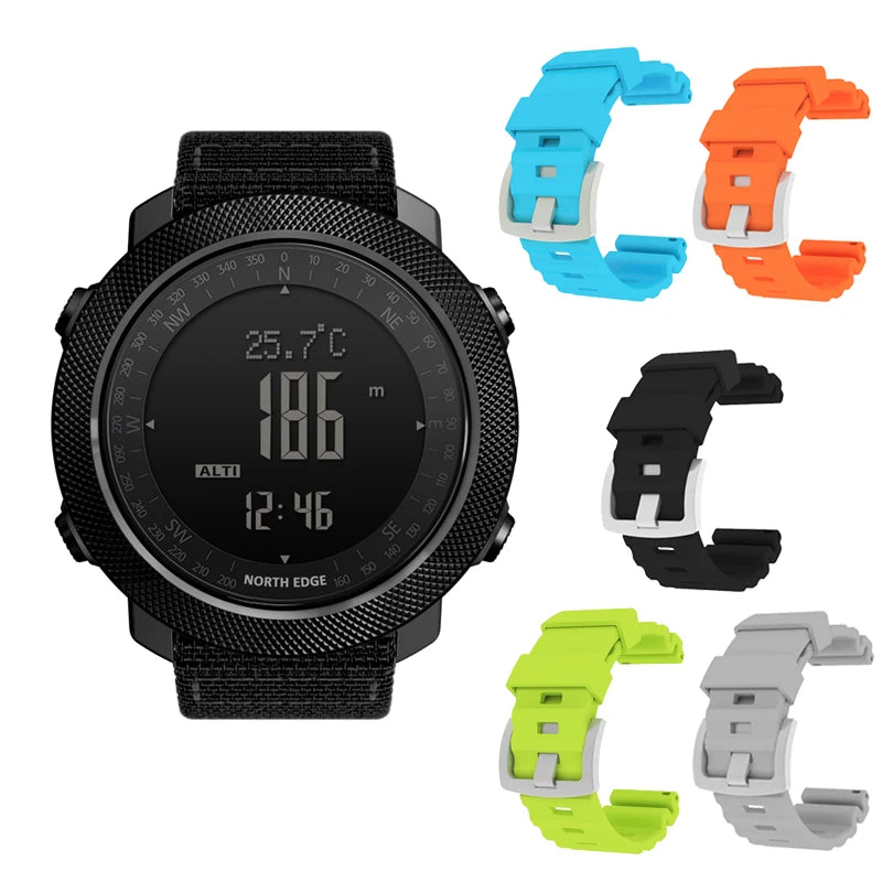 NORTH EDGE Herren-Sport-Digitaluhr, Stunden Laufen, Schwimmen, Militär, Armeeuhren, Höhenmesser, Barometer, Kompass, wasserdicht, 50 m