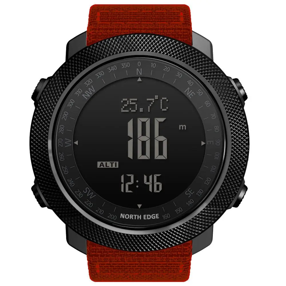 NORTH EDGE Herren-Sport-Digitaluhr, Stunden Laufen, Schwimmen, Militär, Armeeuhren, Höhenmesser, Barometer, Kompass, wasserdicht, 50 m