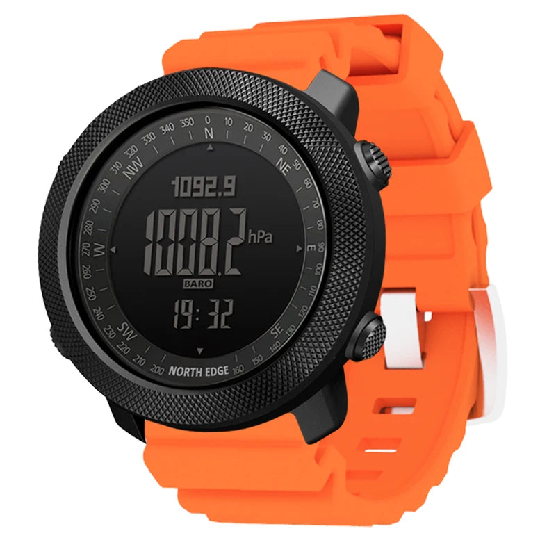 NORTH EDGE Herren-Sport-Digitaluhr, Stunden Laufen, Schwimmen, Militär, Armeeuhren, Höhenmesser, Barometer, Kompass, wasserdicht, 50 m