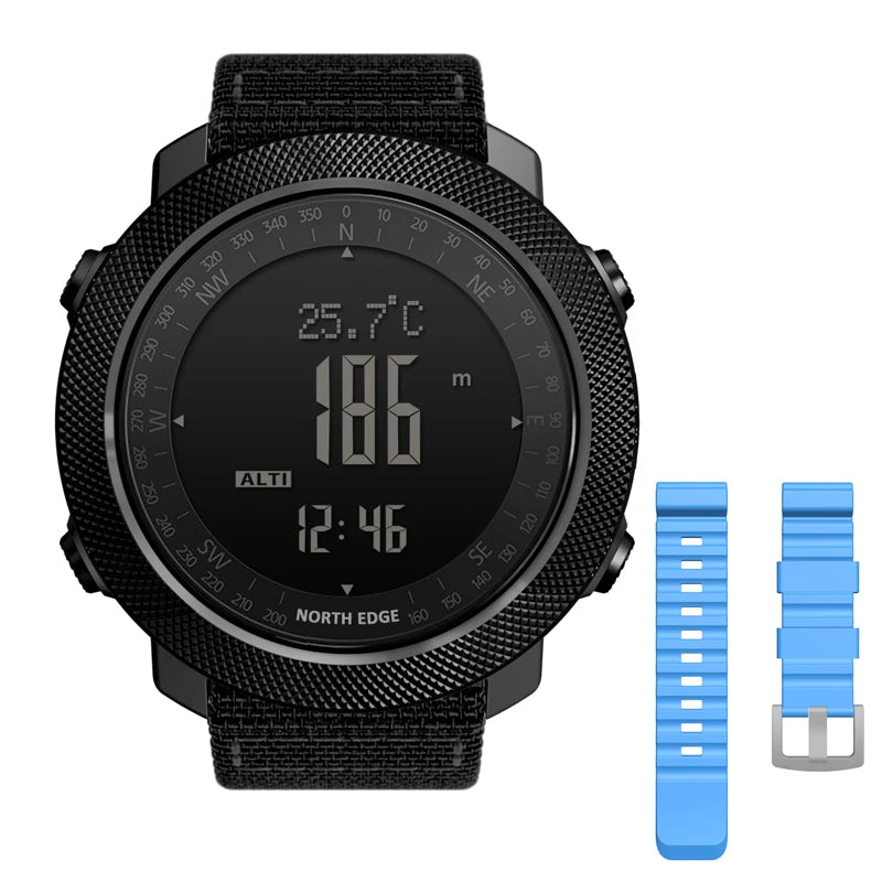 NORTH EDGE Herren-Sport-Digitaluhr, Stunden Laufen, Schwimmen, Militär, Armeeuhren, Höhenmesser, Barometer, Kompass, wasserdicht, 50 m