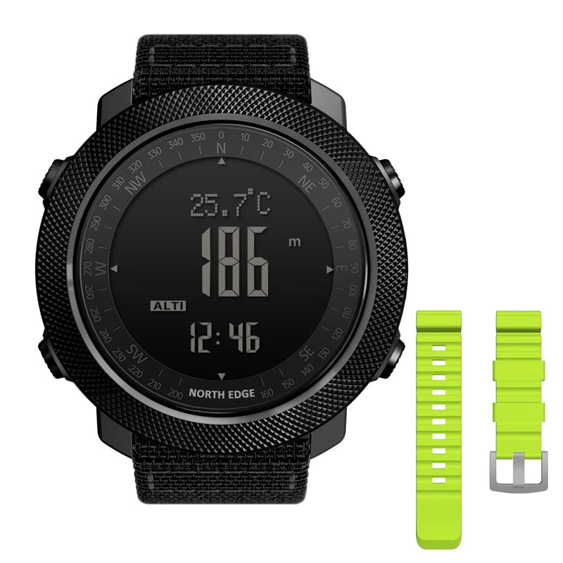 NORTH EDGE Herren-Sport-Digitaluhr, Stunden Laufen, Schwimmen, Militär, Armeeuhren, Höhenmesser, Barometer, Kompass, wasserdicht, 50 m