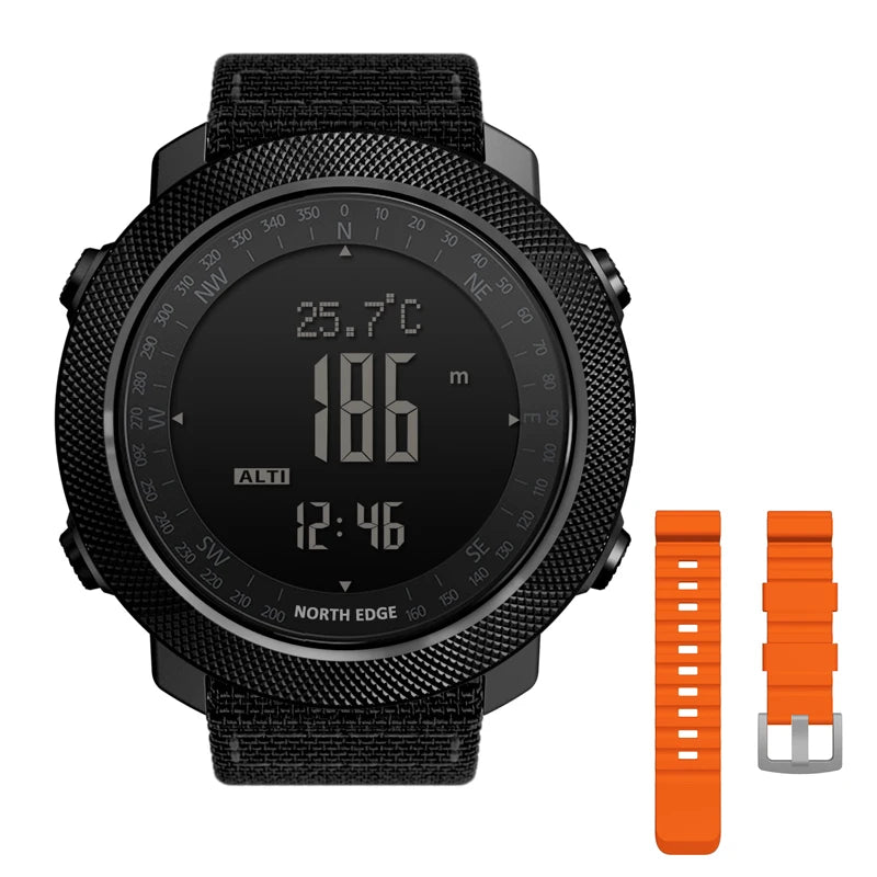 NORTH EDGE Herren-Sport-Digitaluhr, Stunden Laufen, Schwimmen, Militär, Armeeuhren, Höhenmesser, Barometer, Kompass, wasserdicht, 50 m
