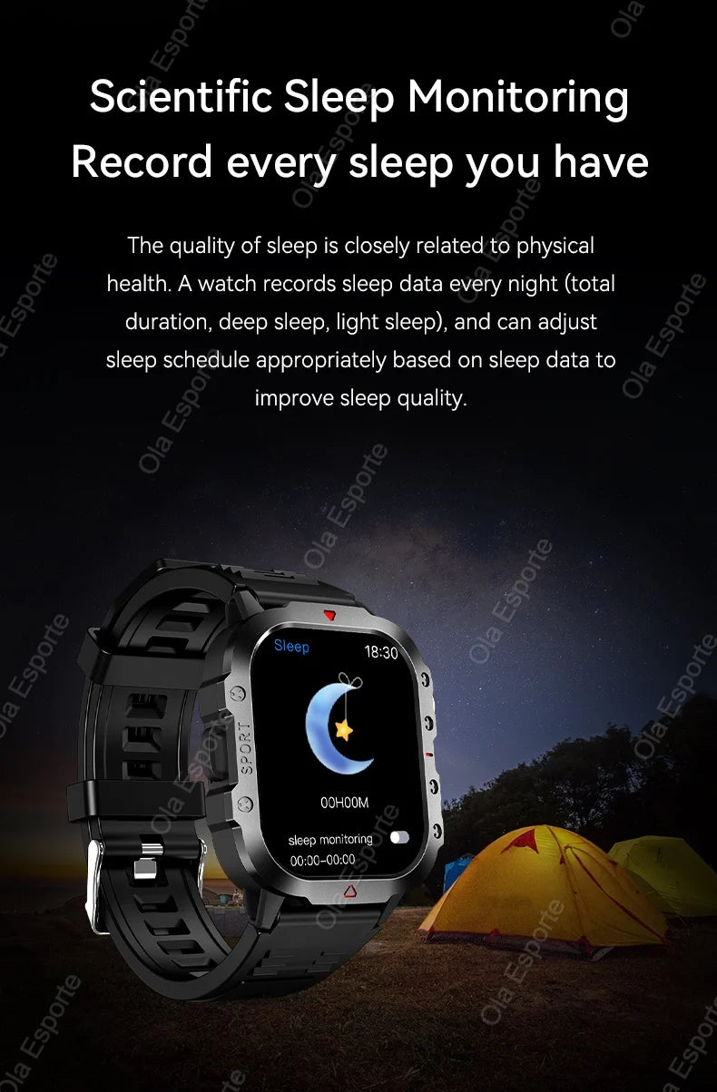 2026 Neue Militärische Smartwatch für Herren IP67 3ATM Outdoor-Sport Fitness-Tracker Blutdruck-Gesundheitsmonitor BT-Anrufe GPS Smartwatch