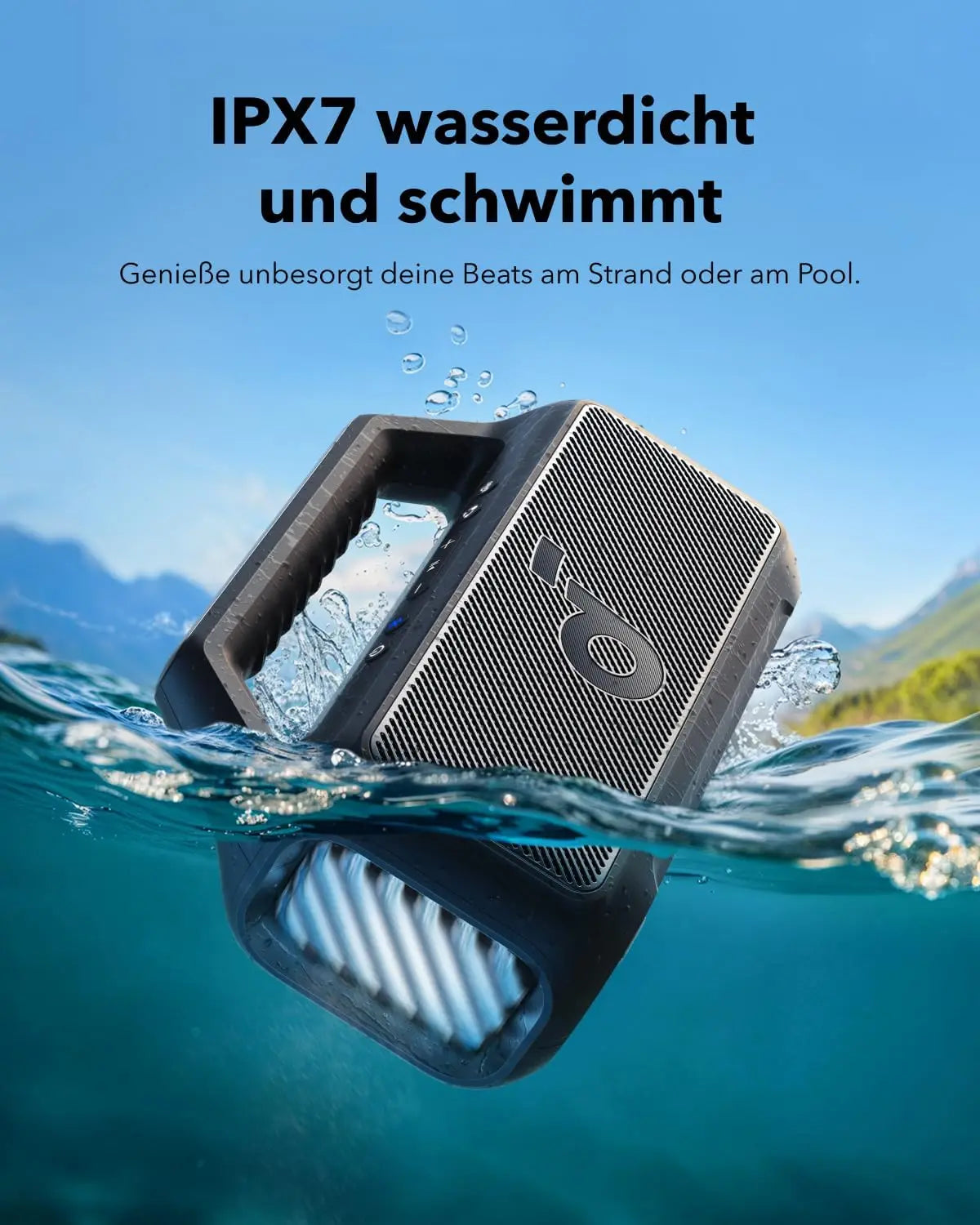 (EU stock) soundcore Boom 2 Outdoor Lautsprecher, 80W, BassUp 2.0, 24h Akku, IPX7 wasserdicht, schwimmt, LED-Licht, Subwoofer