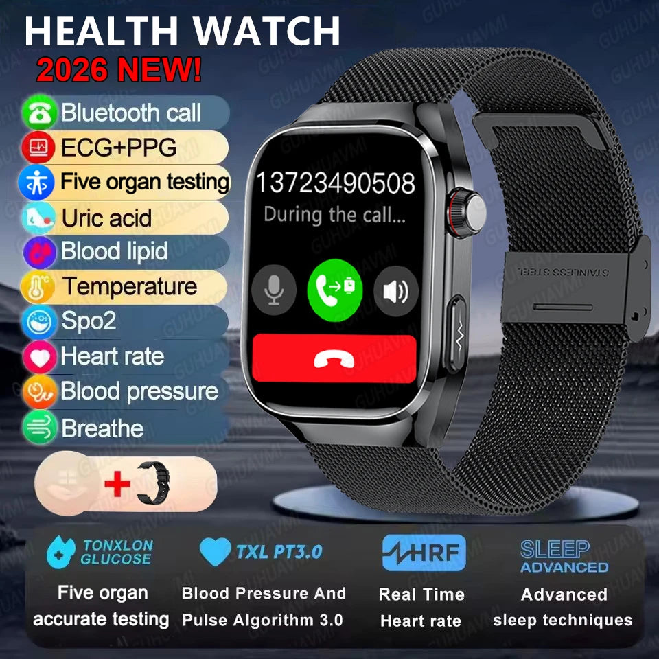 2025 neue Micro Körperliche Untersuchung Smart Uhr Für Männer Harnsäure Körper Fett Fünf Orgel Gesundheit Uhren Bluetooth Anruf SmartBracelet