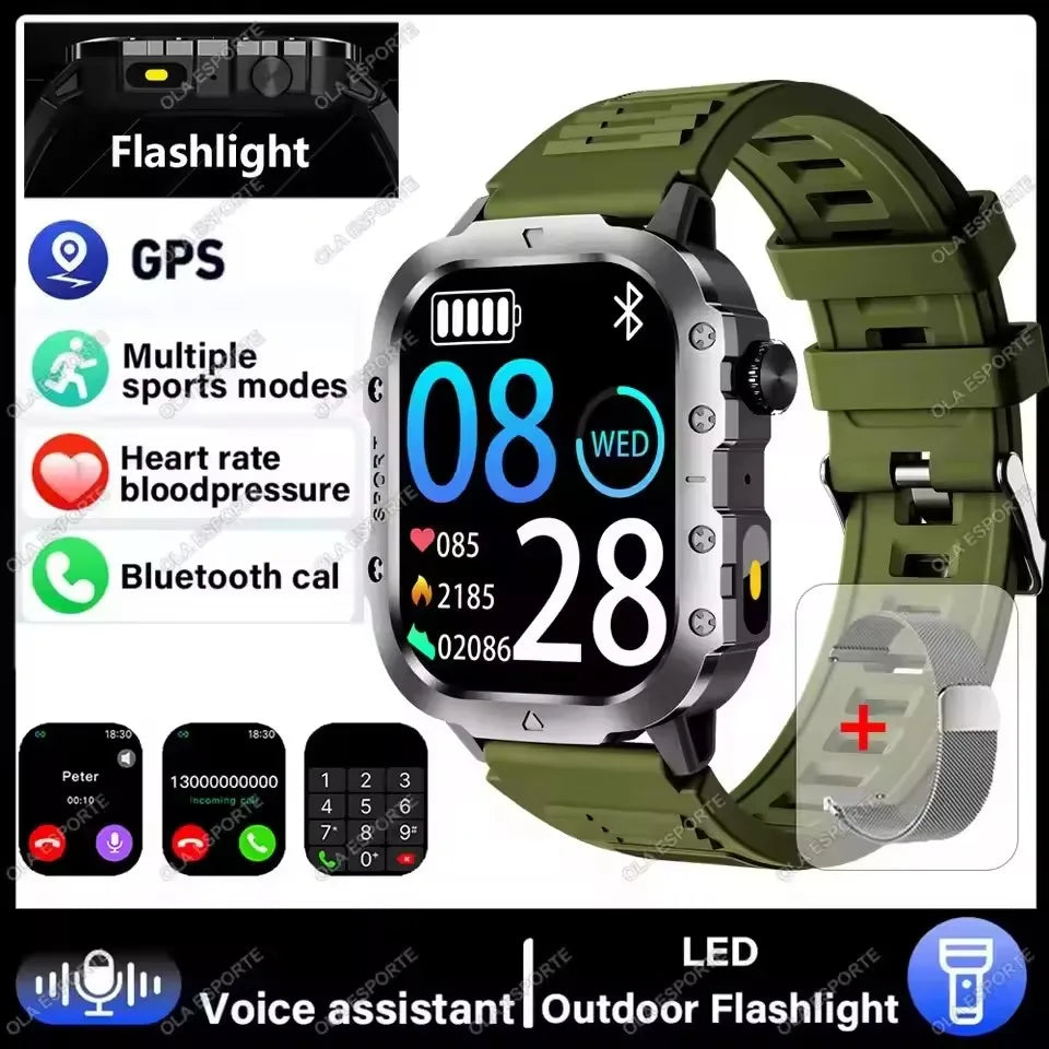 2026 Neue Robuste Militär-GPS-Smartwatch für Herren Bluetooth-Anruf Gesundheitsüberwachung Sport 5ATM Wasserdichte Smartwatches Mann Pk HW12