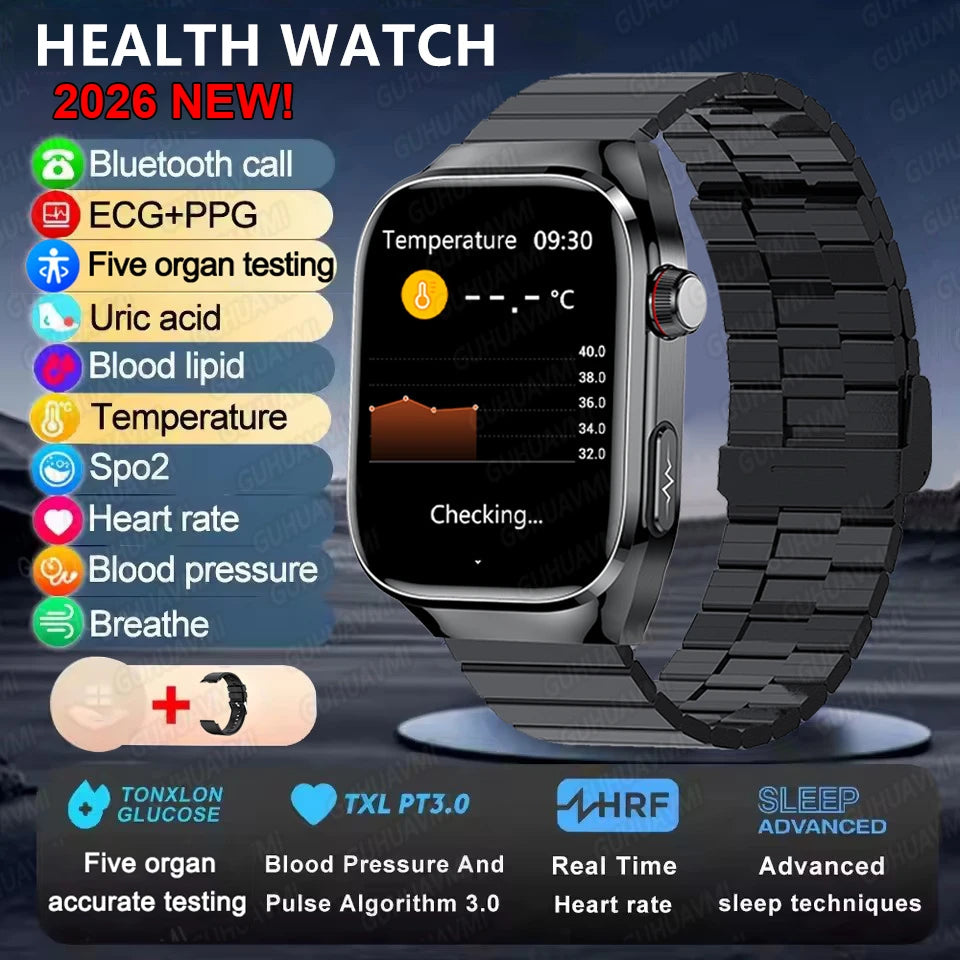 2025 neue Micro Körperliche Untersuchung Smart Uhr Für Männer Harnsäure Körper Fett Fünf Orgel Gesundheit Uhren Bluetooth Anruf SmartBracelet