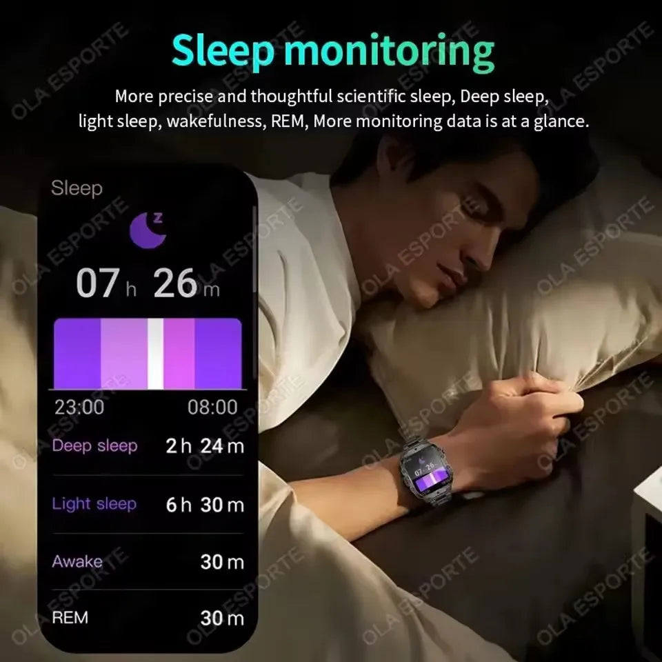2026 Neue Militärische Smartwatch für Herren IP67 3ATM Outdoor-Sport Fitness-Tracker Blutdruck-Gesundheitsmonitor BT-Anrufe GPS Smartwatch