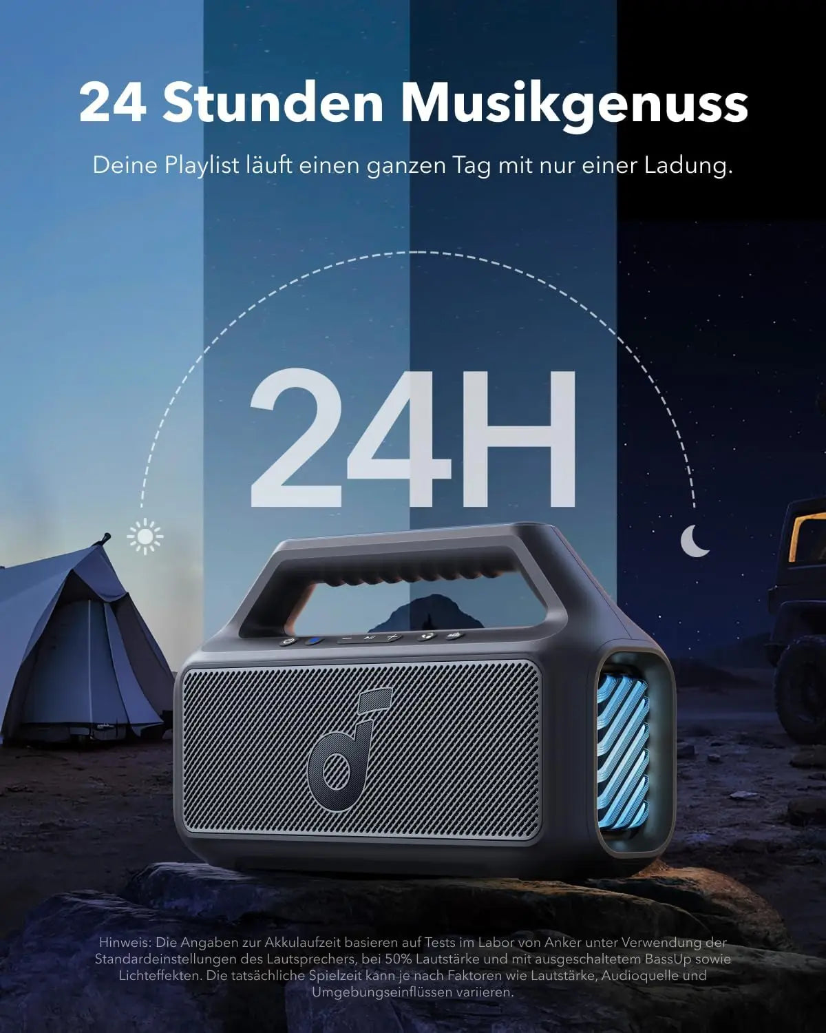 (EU stock) soundcore Boom 2 Outdoor Lautsprecher, 80W, BassUp 2.0, 24h Akku, IPX7 wasserdicht, schwimmt, LED-Licht, Subwoofer