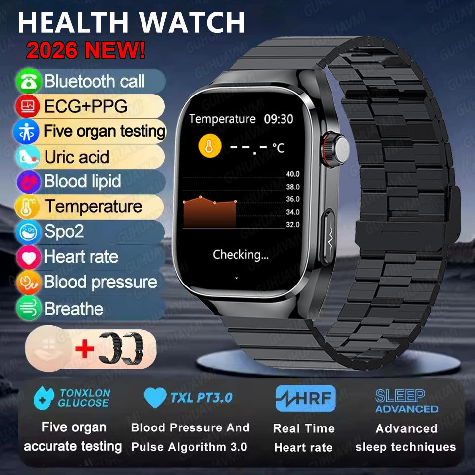 2025 neue Micro Körperliche Untersuchung Smart Uhr Für Männer Harnsäure Körper Fett Fünf Orgel Gesundheit Uhren Bluetooth Anruf SmartBracelet