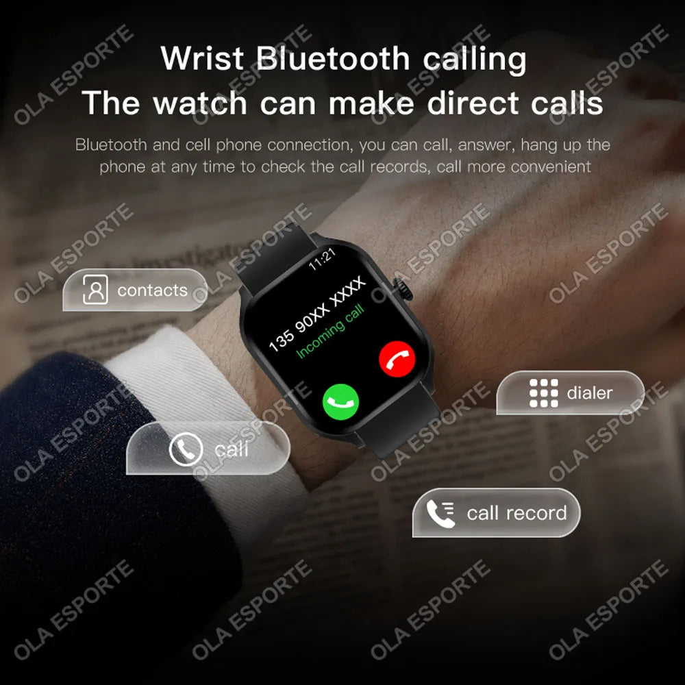 2026 Smartwatch Android iOS Telefon 2,01 Zoll Farbdisplay Bluetooth Anrufannahme Fitness-Uhr Tracker Smartwatch für Damen und Herren Neu