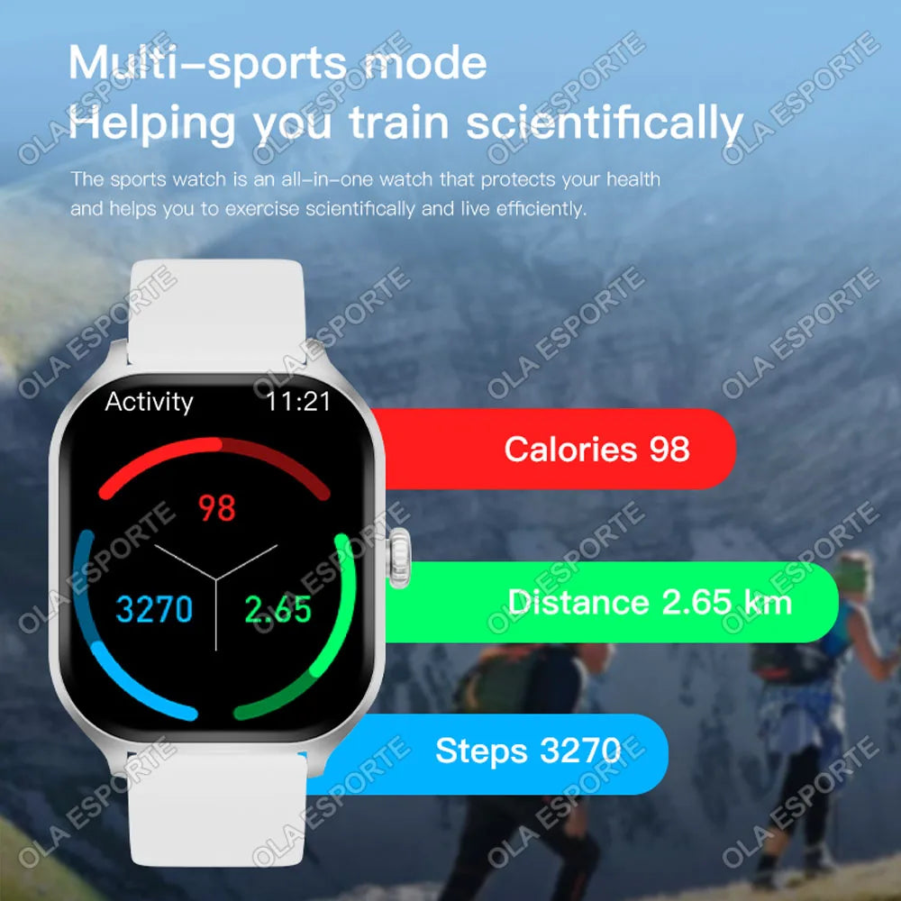 2026 Smartwatch Android iOS Telefon 2,01 Zoll Farbdisplay Bluetooth Anrufannahme Fitness-Uhr Tracker Smartwatch für Damen und Herren Neu