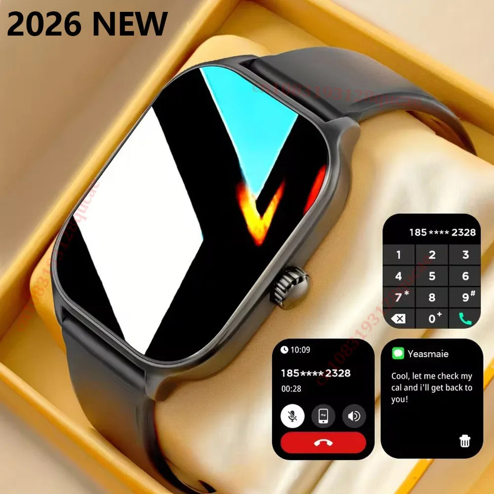 2026 Smartwatch Android iOS Telefon 2,01 Zoll Farbdisplay Bluetooth Anrufannahme Fitness-Uhr Tracker Smartwatch für Damen und Herren Neu
