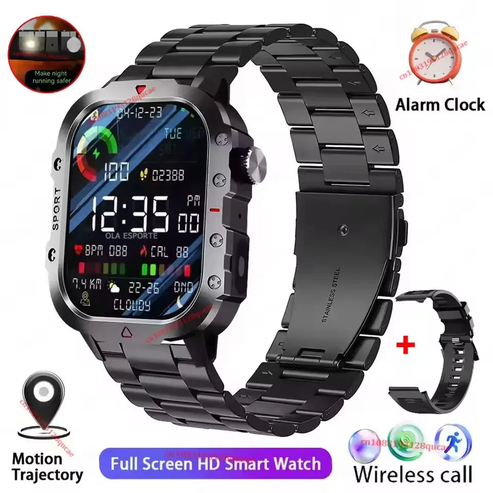 2026 Neue Militärische Smartwatch für Herren IP67 3ATM Outdoor-Sport Fitness-Tracker Blutdruck-Gesundheitsmonitor BT-Anrufe GPS Smartwatch