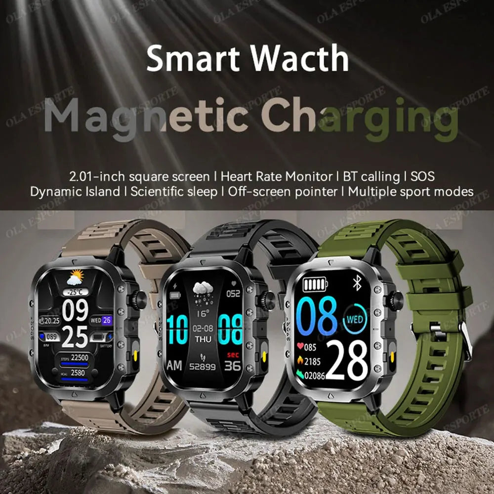 2026 Neue Robuste Militär-GPS-Smartwatch für Herren Bluetooth-Anruf Gesundheitsüberwachung Sport 5ATM Wasserdichte Smartwatches Mann Pk HW12