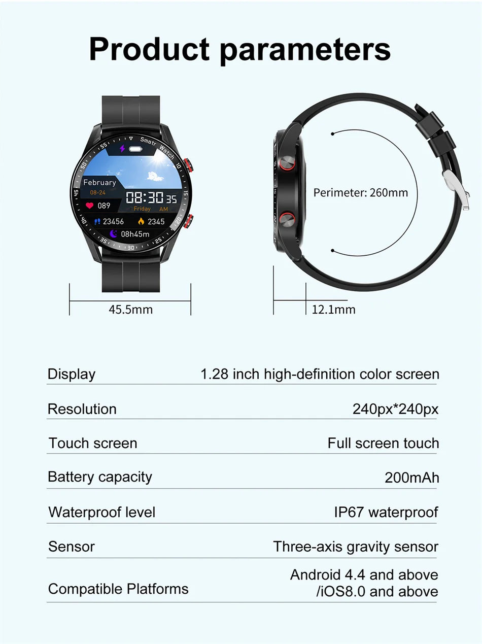 Sport-Smartwatch für Herren und Damen HD-Bildschirm EKG+PPG Bluetooth-Anruf GPS-Tracker Herzfrequenzmesser IP68 Wasserdicht SmartWatch 2026 Neu