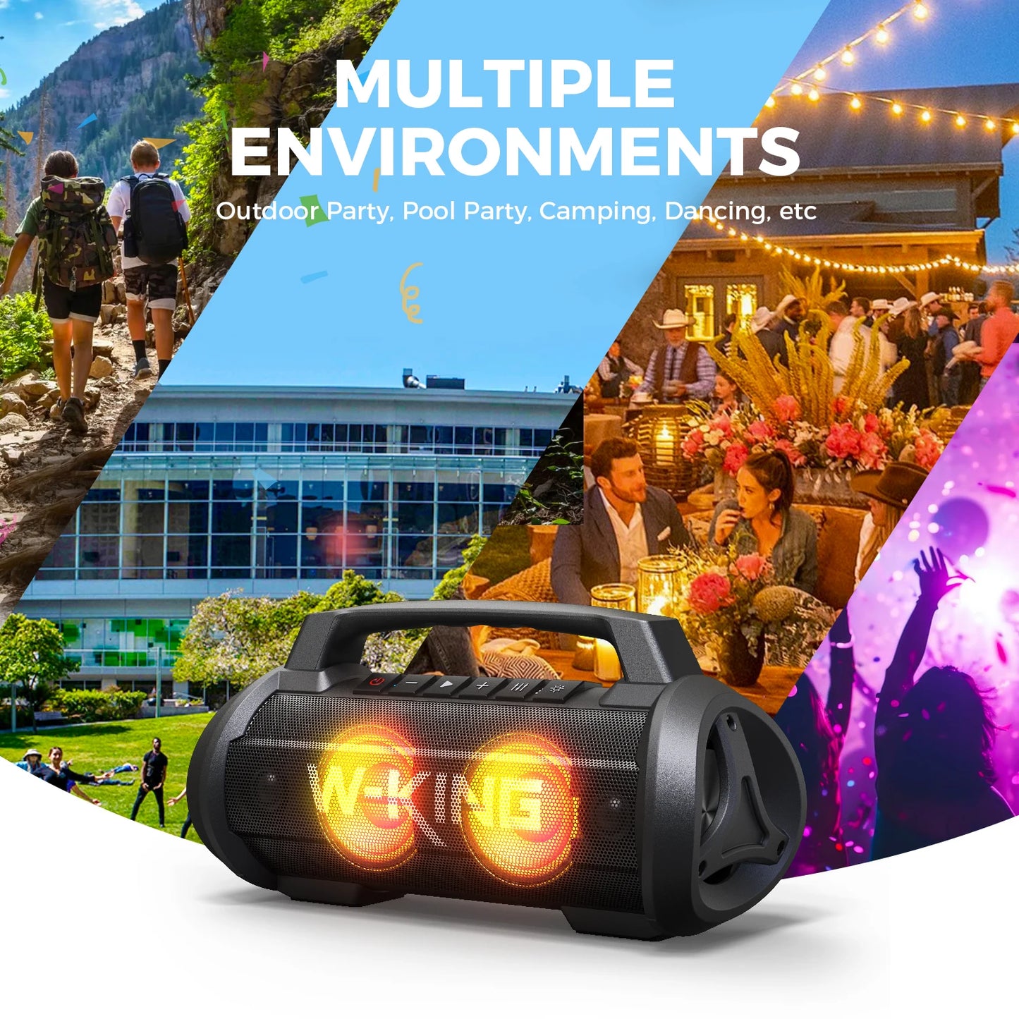 W-KING 70 W RMS tragbarer Bluetooth-Lautsprecher, Lautsprecher, kabellos, laut, IPX6 wasserdicht, Bluetooth-Lautsprecher mit Subwoofer/Bass Boost
