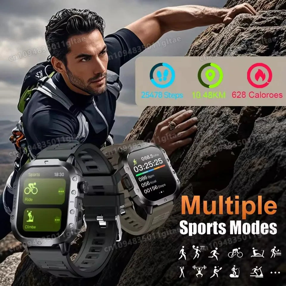 2026 Neue Robuste Militär-GPS-Smartwatch für Herren Bluetooth-Anruf Gesundheitsüberwachung Sport 5ATM Wasserdichte Smartwatches Mann Pk HW12